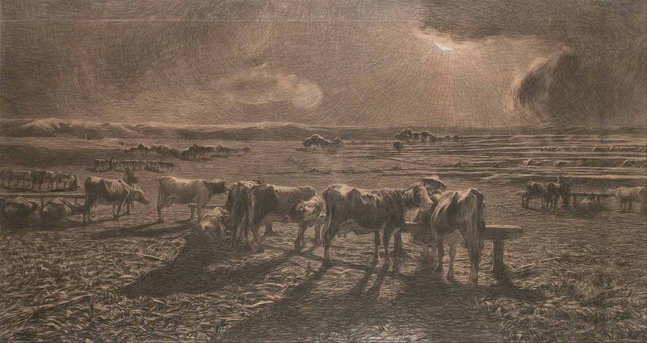 Kveld (Beite, Alla stanga) av Giovanni Segantini