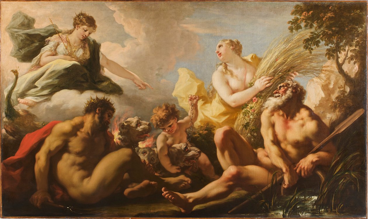 De fire elementene i Brewing, 1717. av Giovanni Antonio Pellegrini