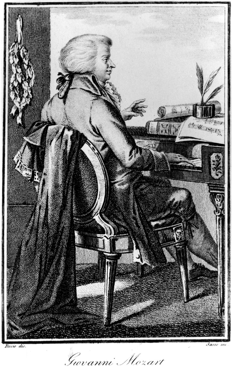 Wolfgang Amadeus Mozart , østerriksk komponist, c1784-1827 av Giovanni Antonio Sasso