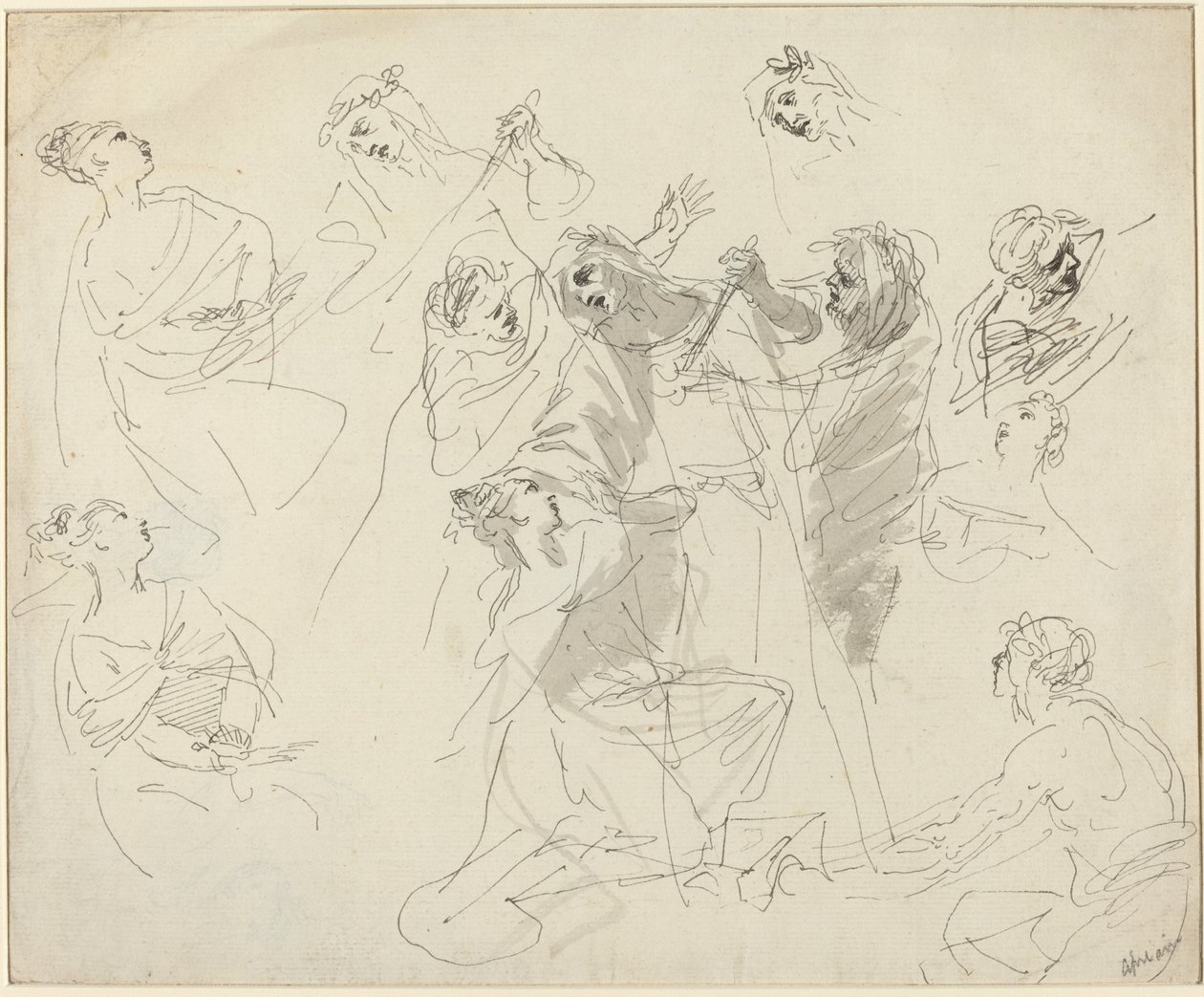 Figurstudier [recto] av Giovanni Battista Cipriani