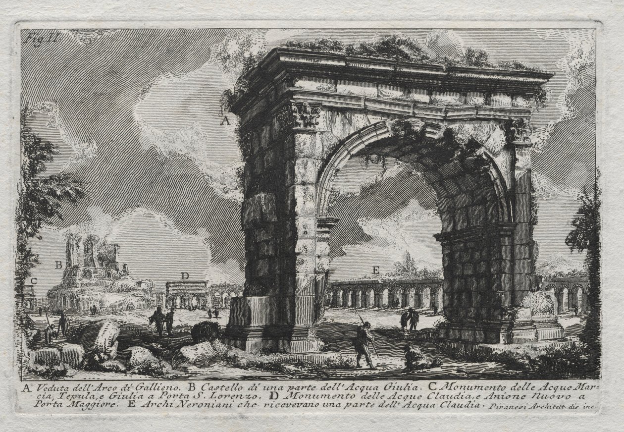 Utsikt over Gallienus-buen. av Giovanni Battista Piranesi