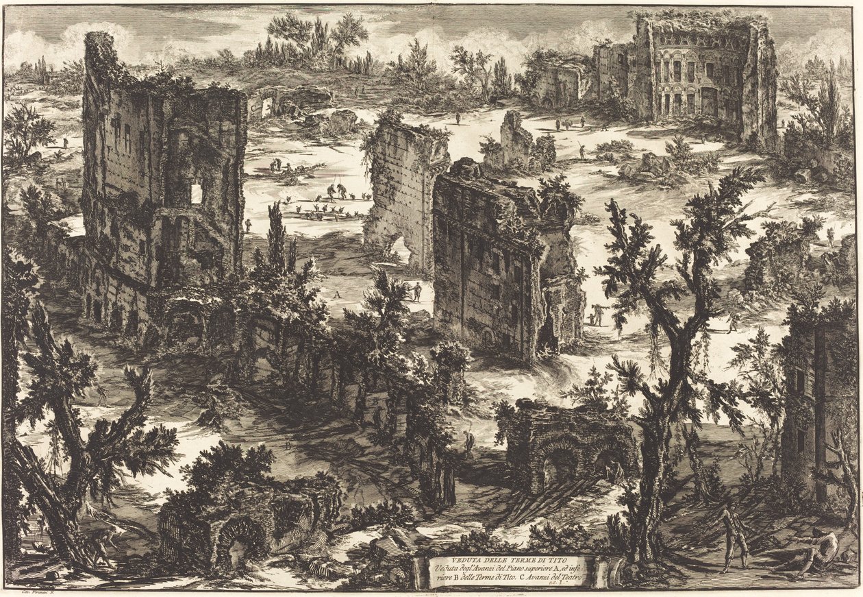 Utsikt over Terme di Tito av Giovanni Battista Piranesi