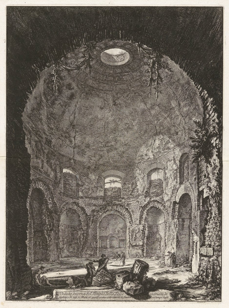 Innvendig utsikt over tempelet til hosten av Giovanni Battista Piranesi