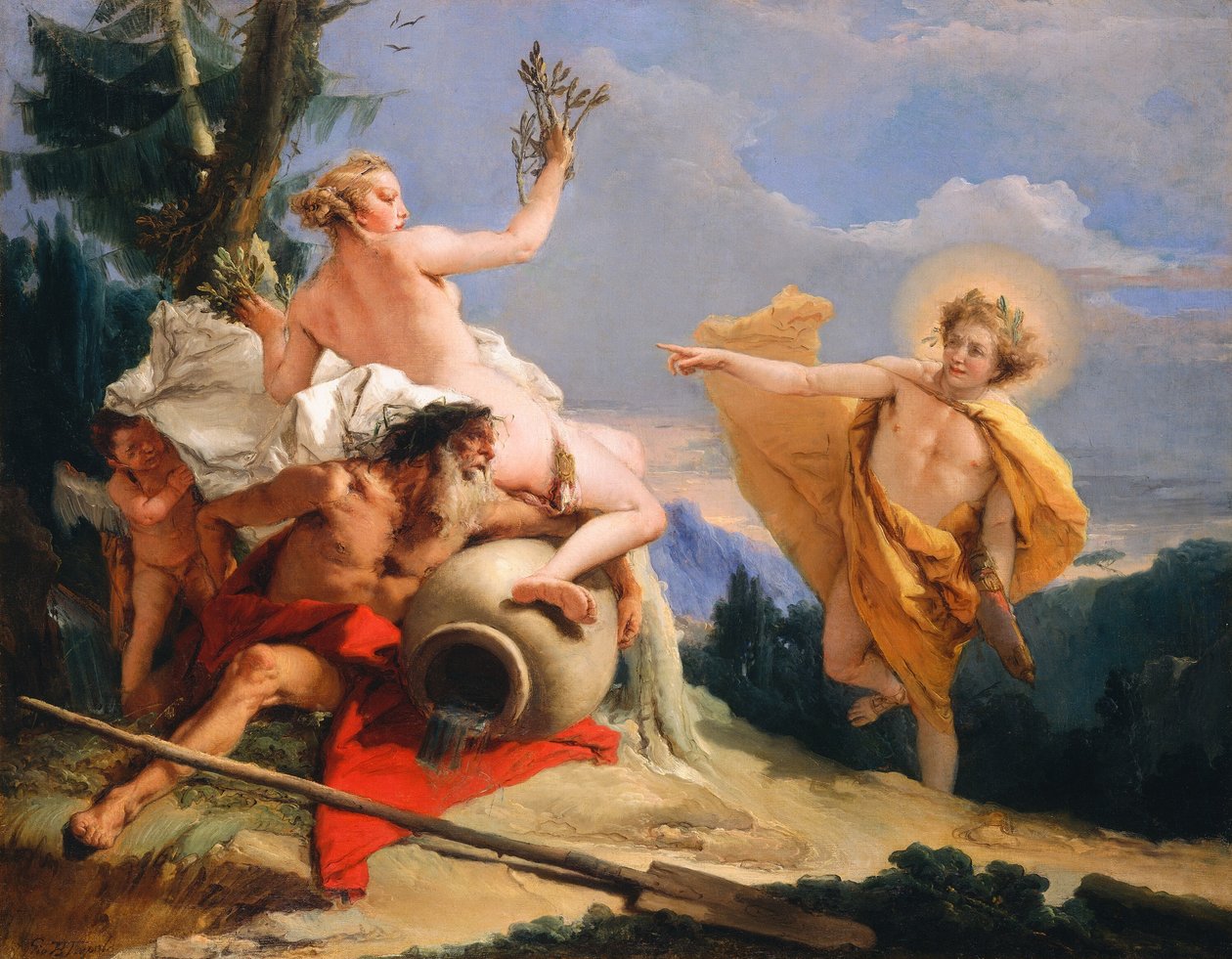 Apollo forfølger Daphne, ca. 17551760. av Giovanni Battista Tiepolo
