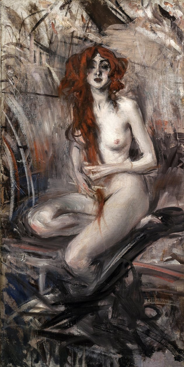 Kvinne som kjemmer håret, ca. 1912. av Giovanni Boldini