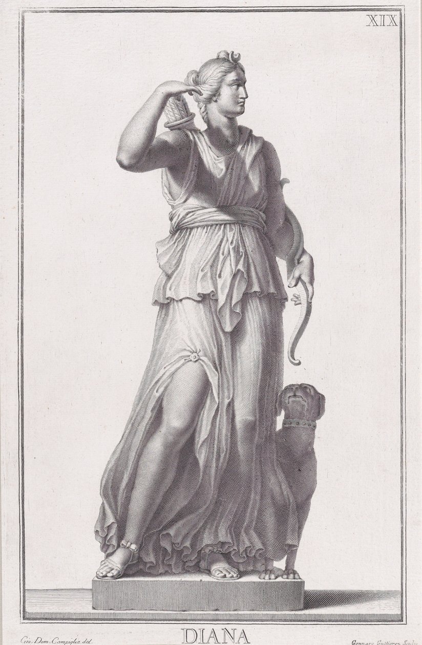 Statue av Diana, 1734. av Giovanni Domenico Campiglia