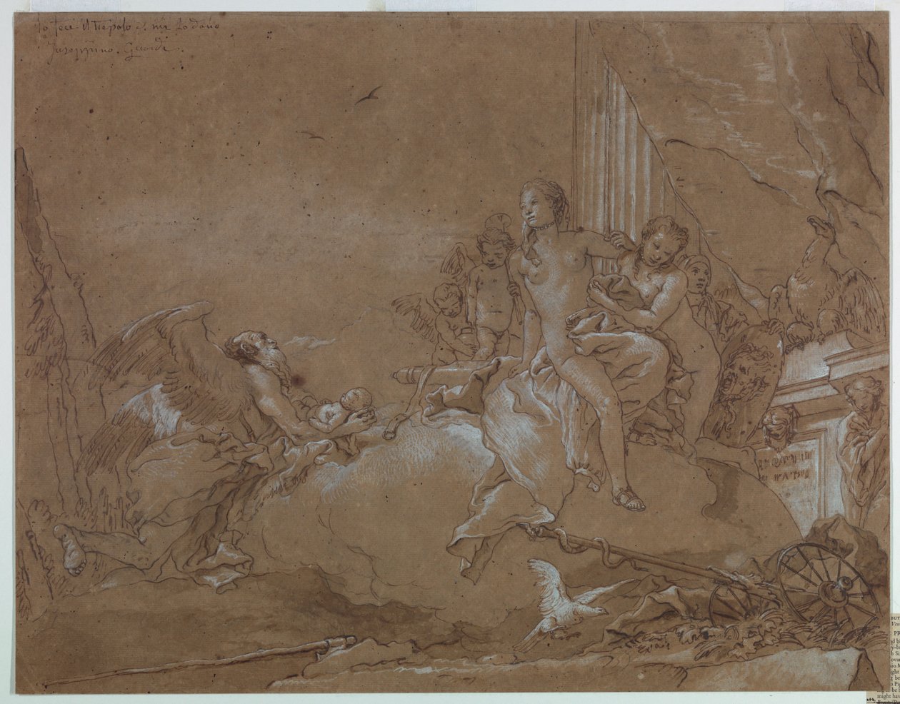 Time (Chronos) Overlater Cupid til Venus av Giovanni Domenico Tiepolo