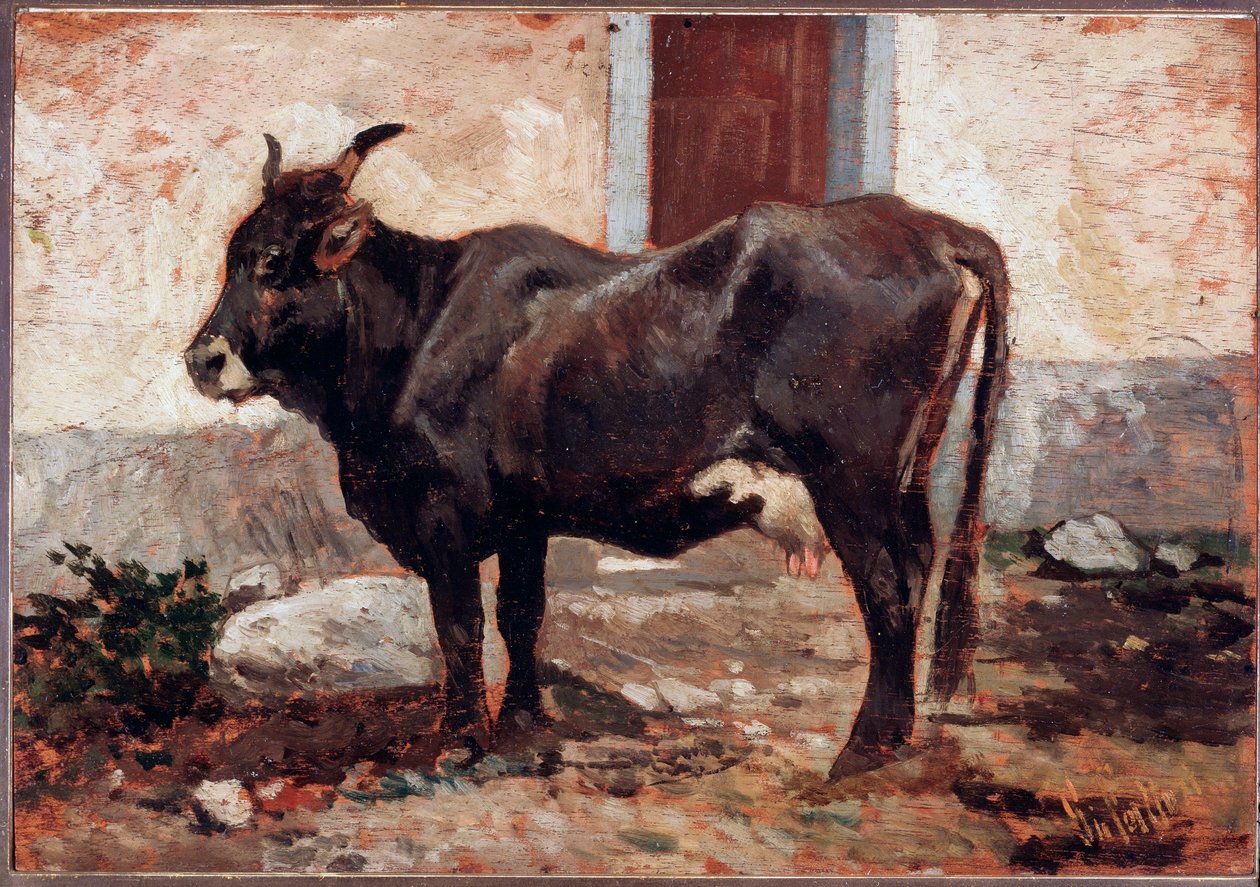 Brun ku - Maleri av Giovanni Fattori