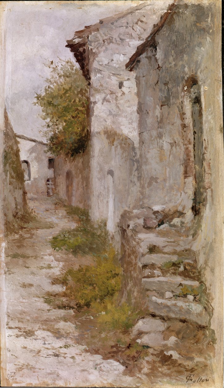 Landsbyvei (olje på lerret av Giovanni Fattori