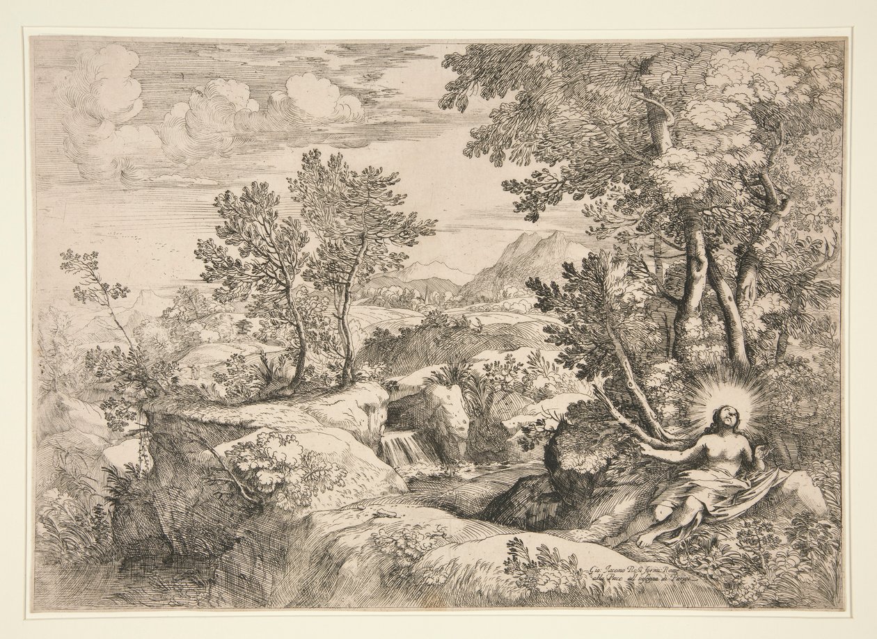 Maria Magdalena i et landskap av Giovanni Francesco Grimaldi