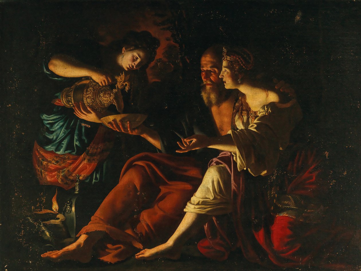 Lot og hans døtre. av Giovanni Francesco Guerrieri