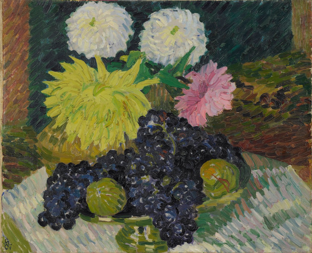 Dahliaer og druer, 1908. av Giovanni Giacometti