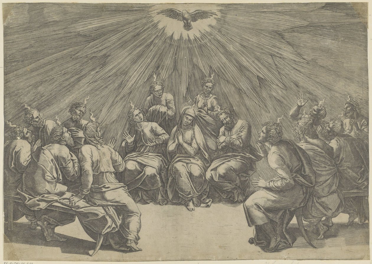 Den Hellige Ånds utgytelse pinse av Giovanni Jacopo Caraglio