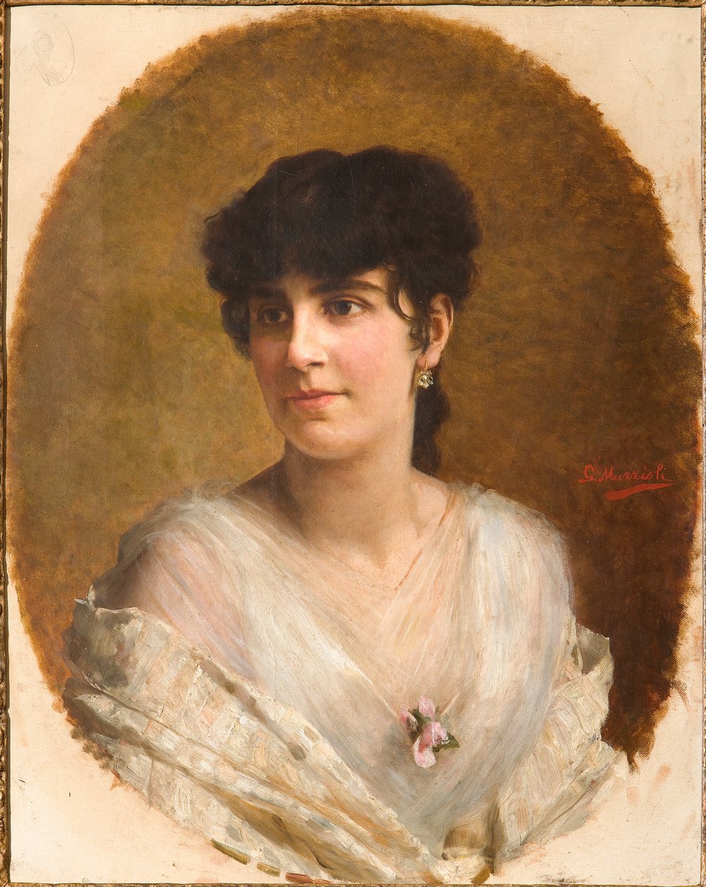 Face of a Girl (olje på lerret) av Giovanni Muzzioli