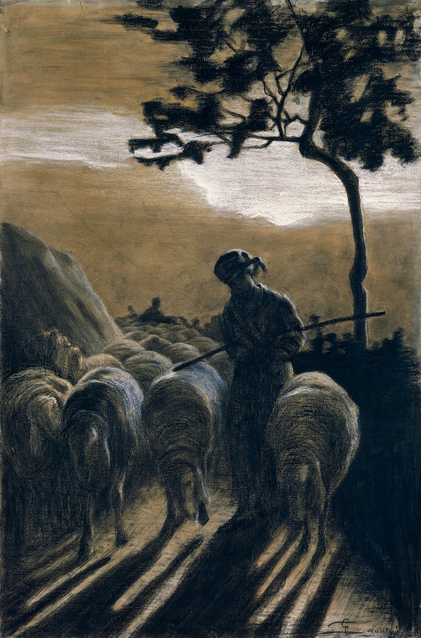 Flok på veien av Giovanni Segantini (1858-1899) av Giovanni Segantini