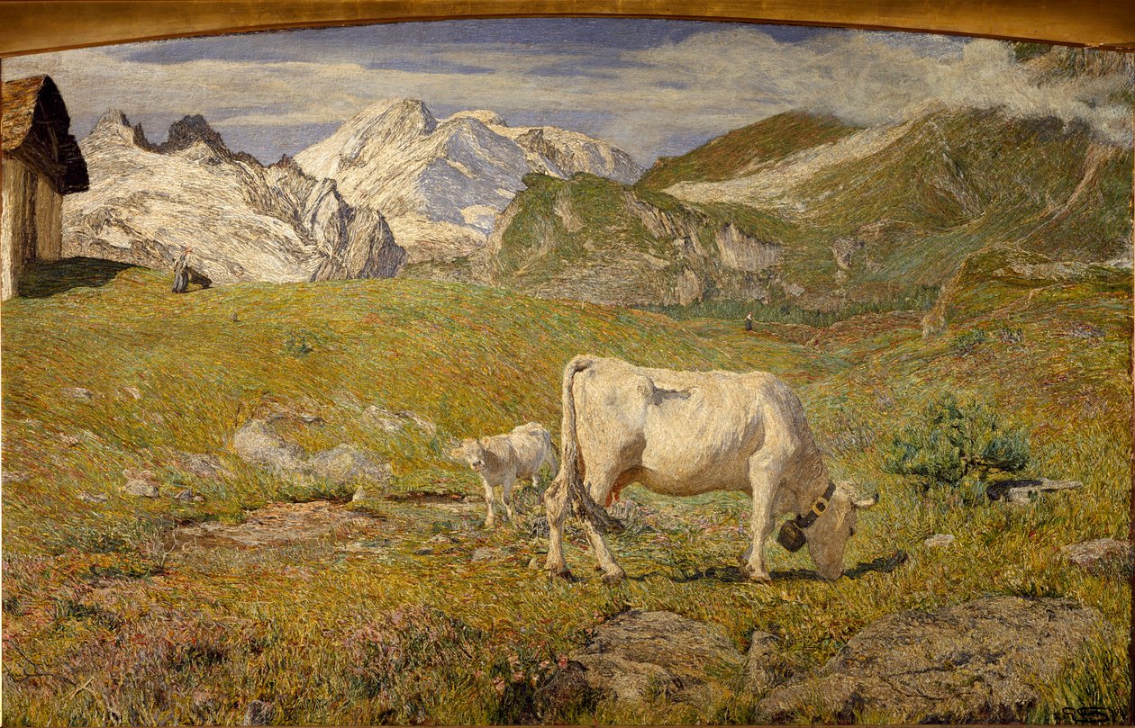 Beitemark om våren (olje på lerret av Giovanni Segantini
