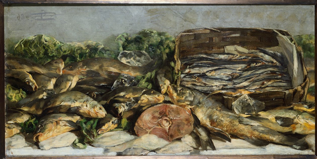 Stilleben med fisk av Giovanni Segantini