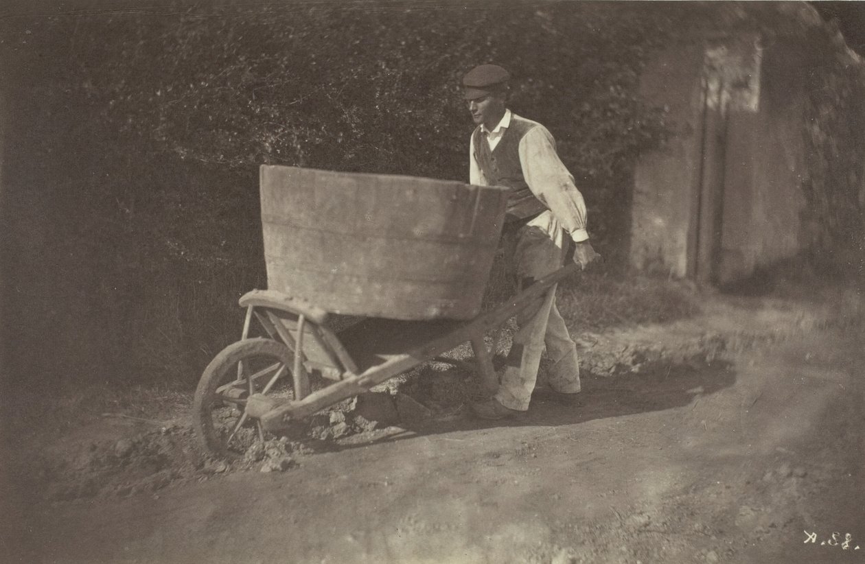 Mannlig bonde med trillebår, 1870. av Giraudon