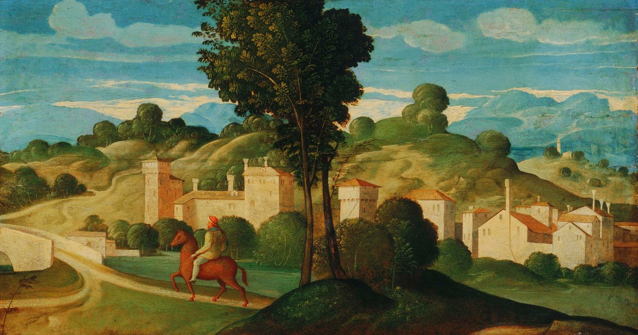 Landskap med rytter av Girolamo Da Santa Croce