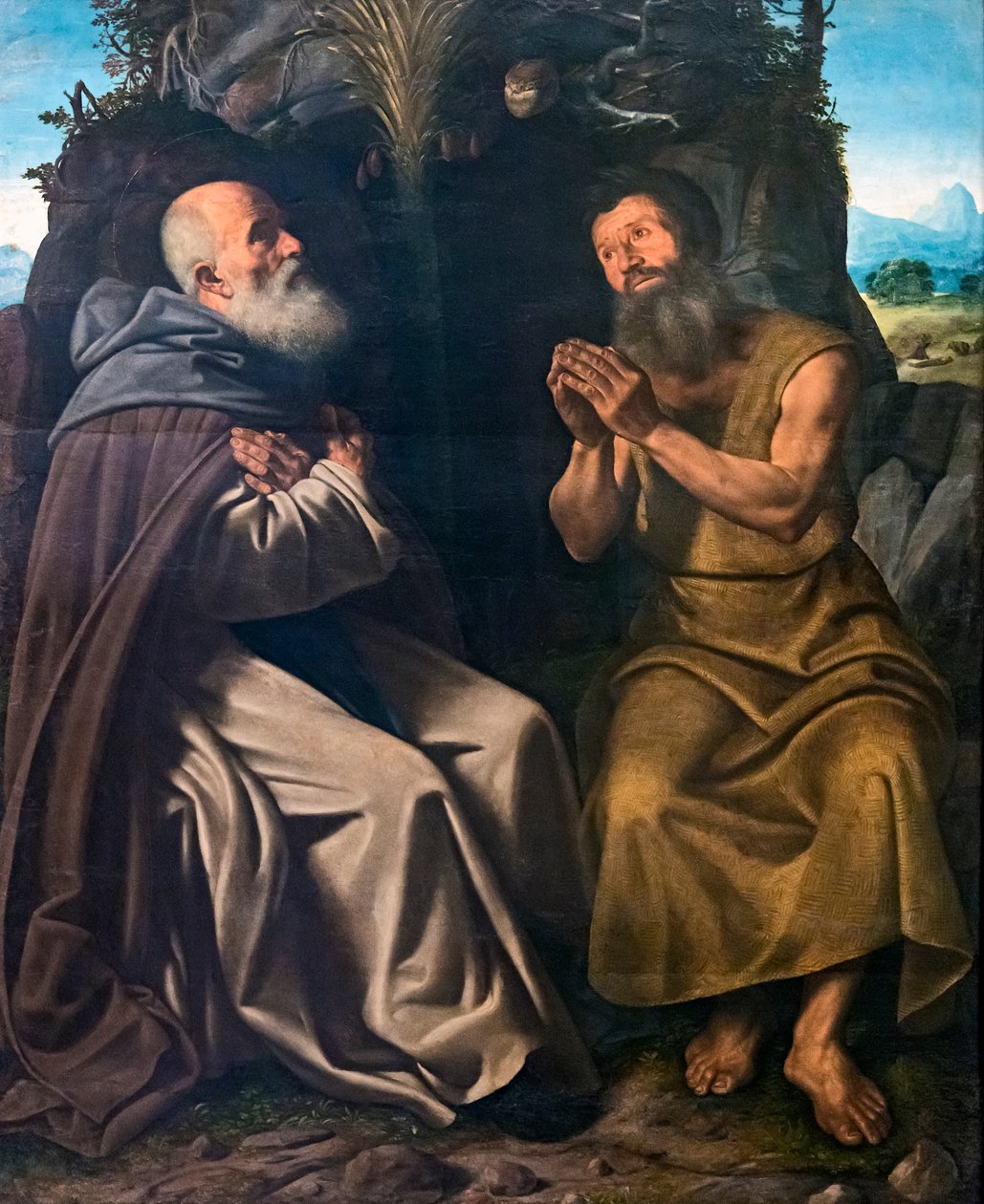 Anthony den store og Paul av Theben av Girolamo Savoldo