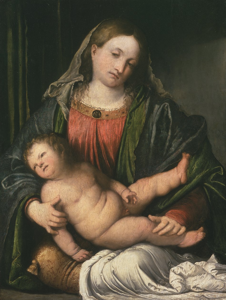 Madonna og barn, ca. 1516-17 (olje på panel) av Girolamo Romanino