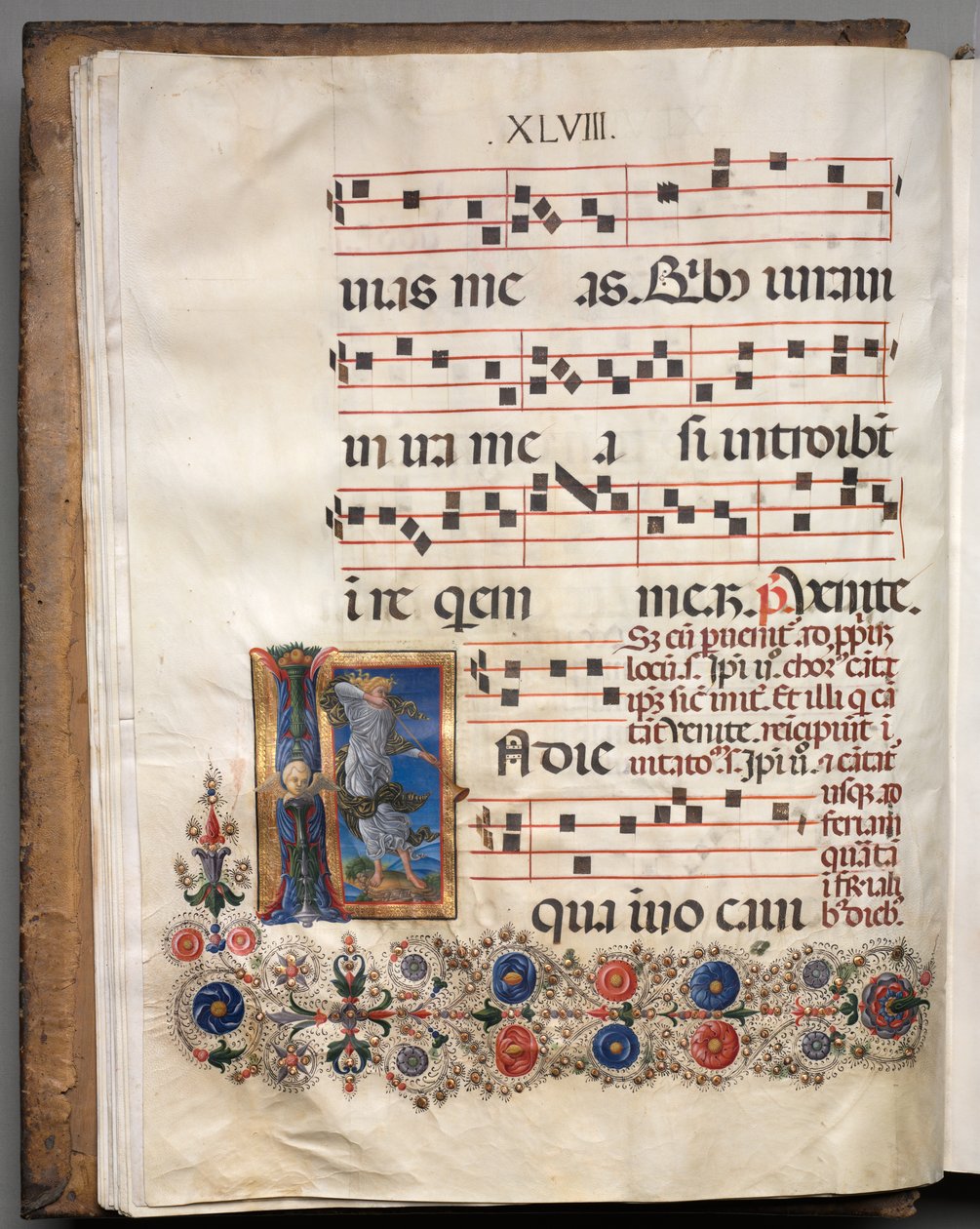 Antifonar: Initial, engel, ca. 1470-1480. av Girolamo da Cremona