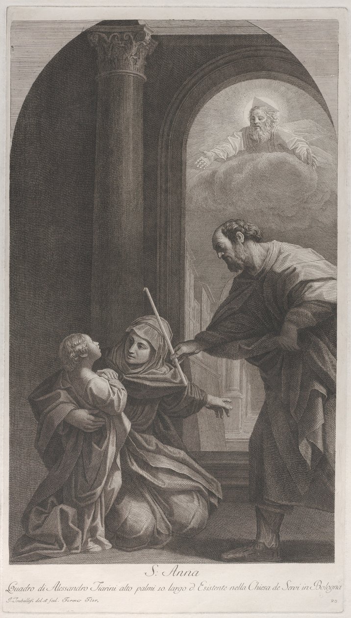 Saint Anne kneler og holder jomfruen..., 1760-1800. av Giuliano Traballesi