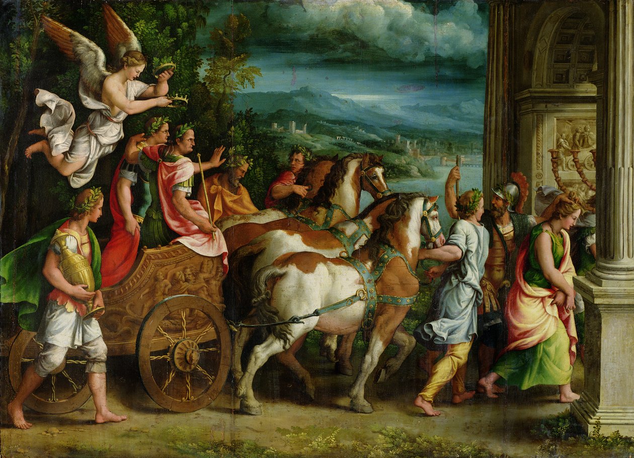 Titus og Vespasians triumf, ca. 1537 av Giulio Romano
