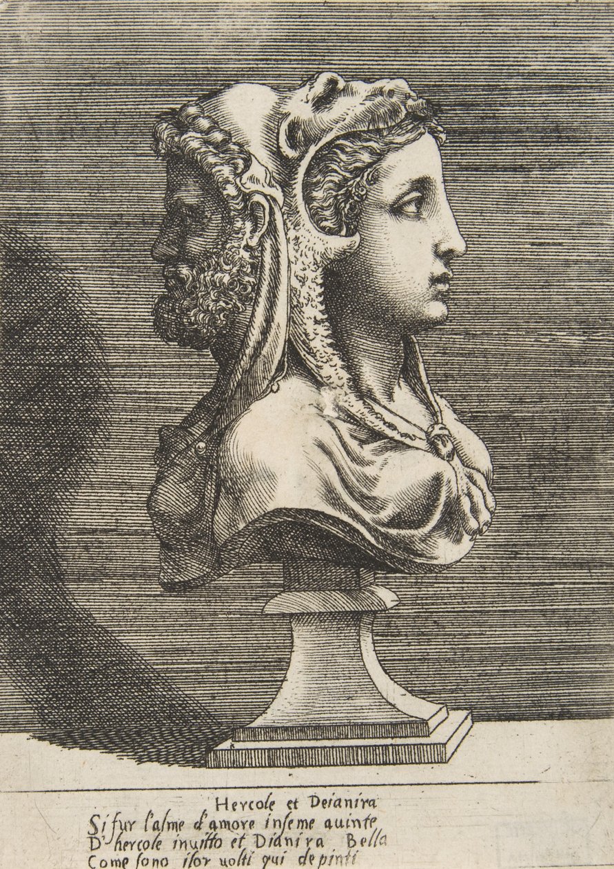 Byste av Hercules og Dejanira, ca. 1531-76. av Giulio Bonasone