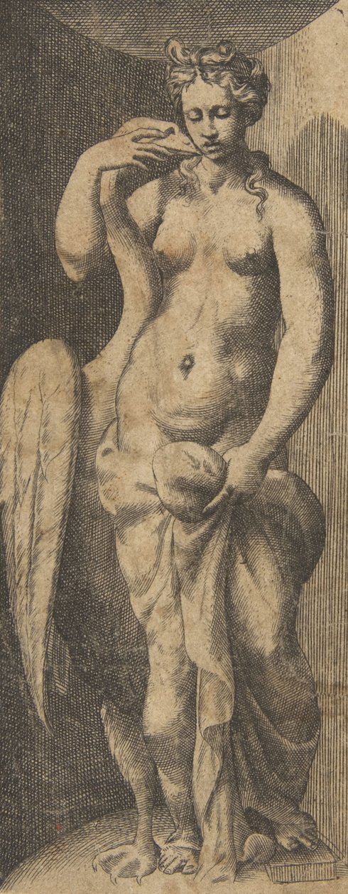 Leda og svanen, ca 1531-76. av Giulio Bonasone