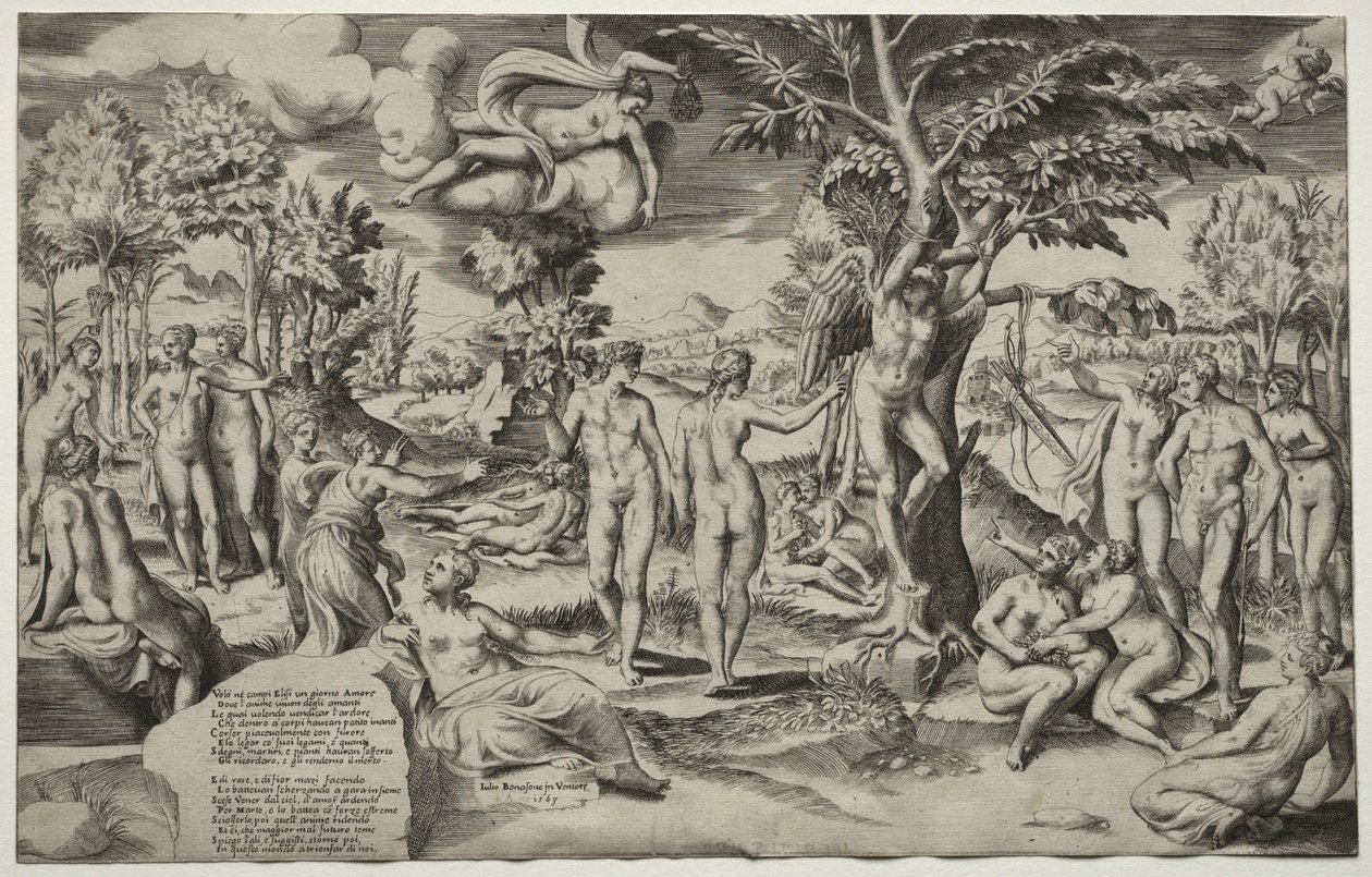 Love in the Elysian Fields, 1563. av Giulio Bonasone