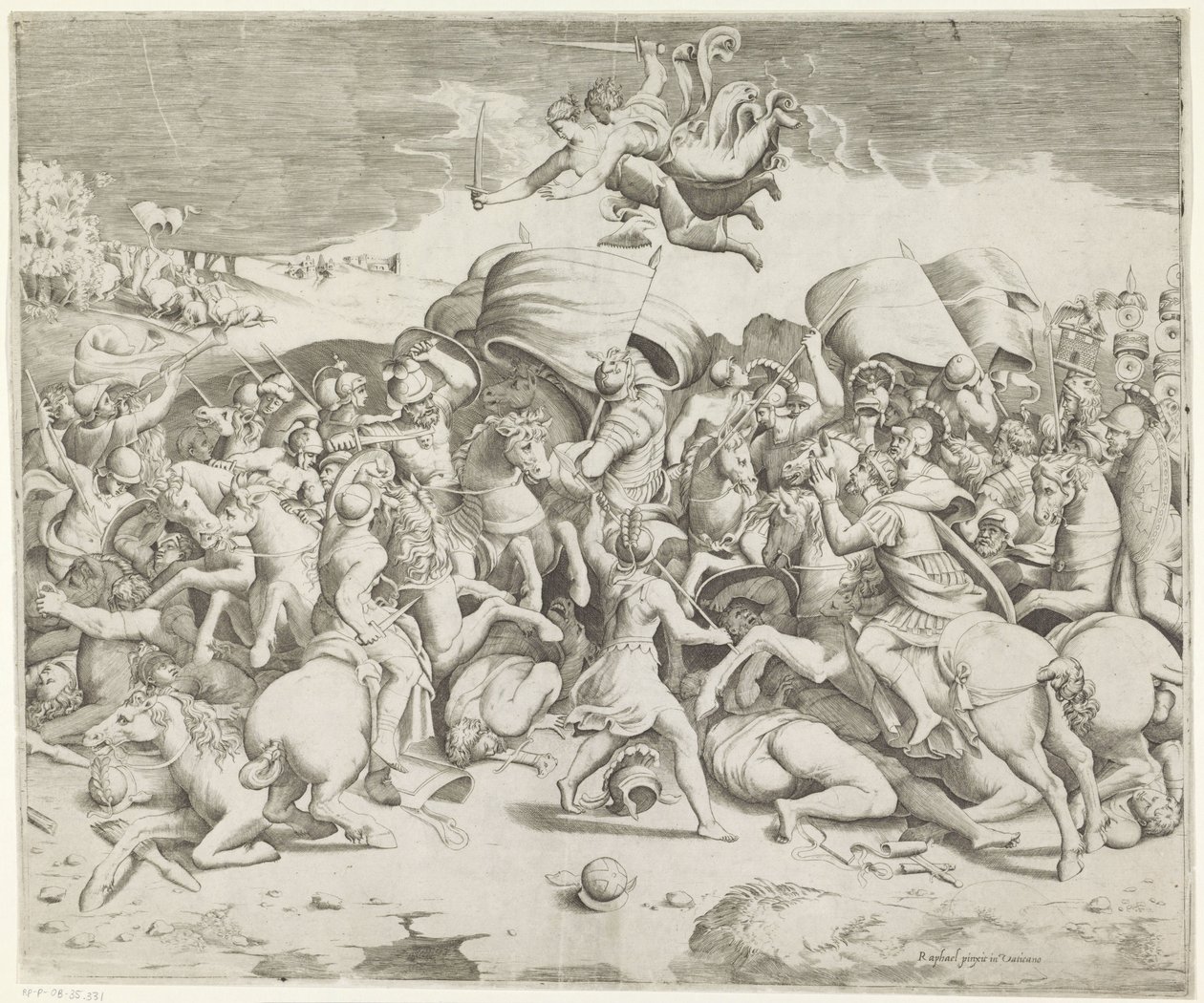 Slaget ved Milvian Bridge av Giulio Bonasone