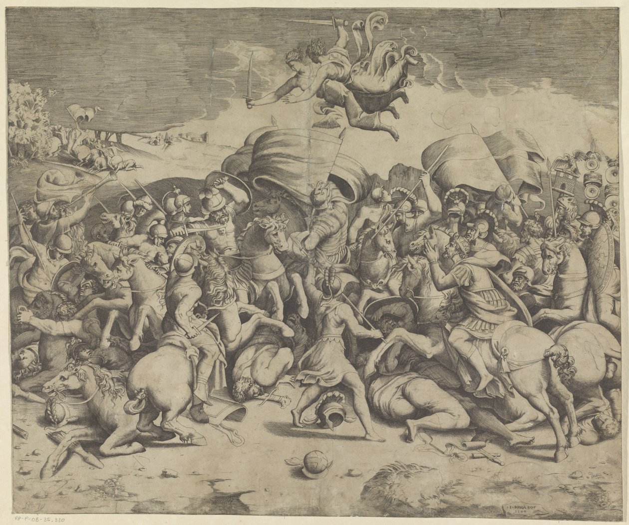 Slaget ved Milvian Bridge av Giulio Bonasone