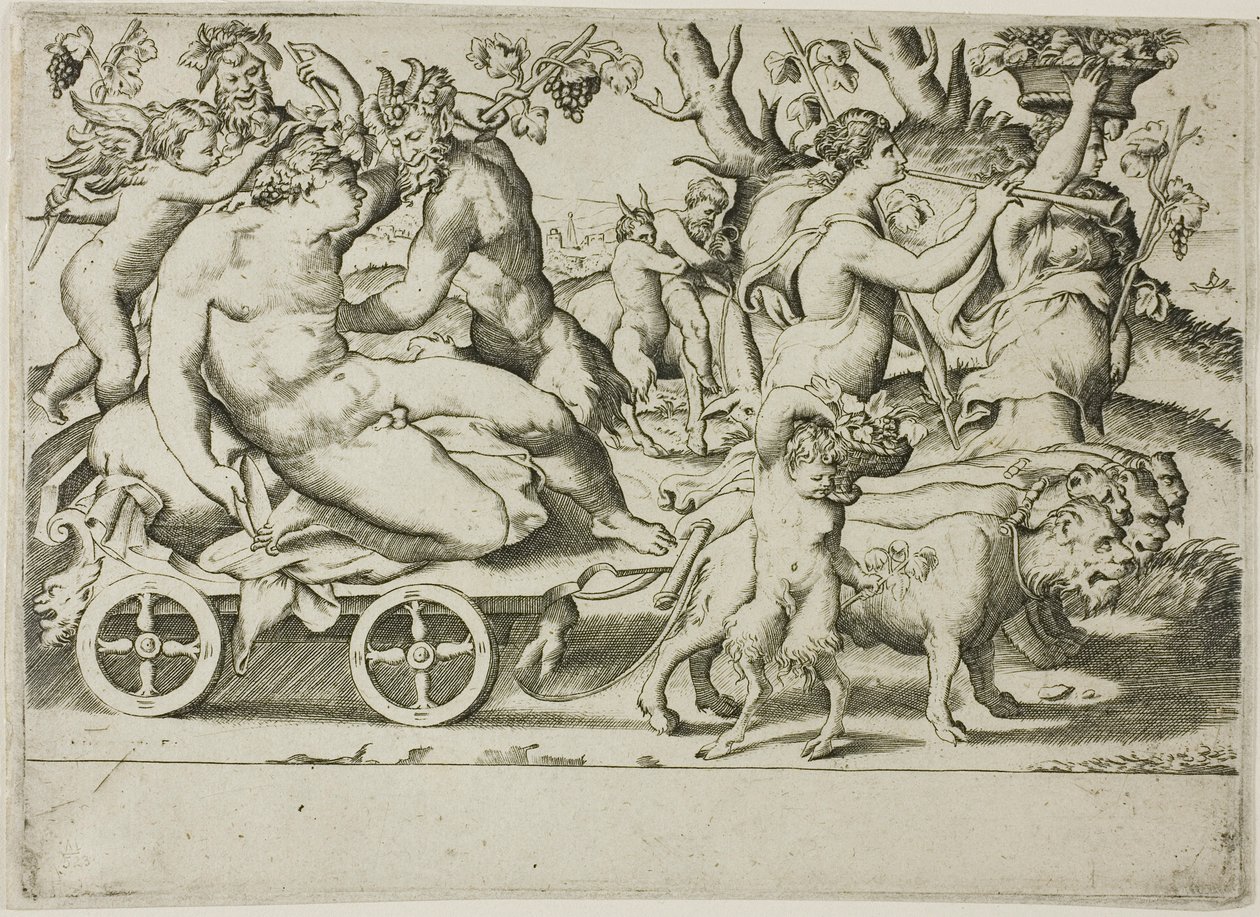 Bacchus triumf av Giulio Bonasone