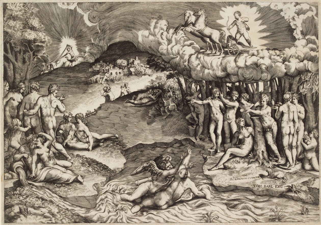 Kjærlighetens triumf, 1545 av Giulio Bonasone