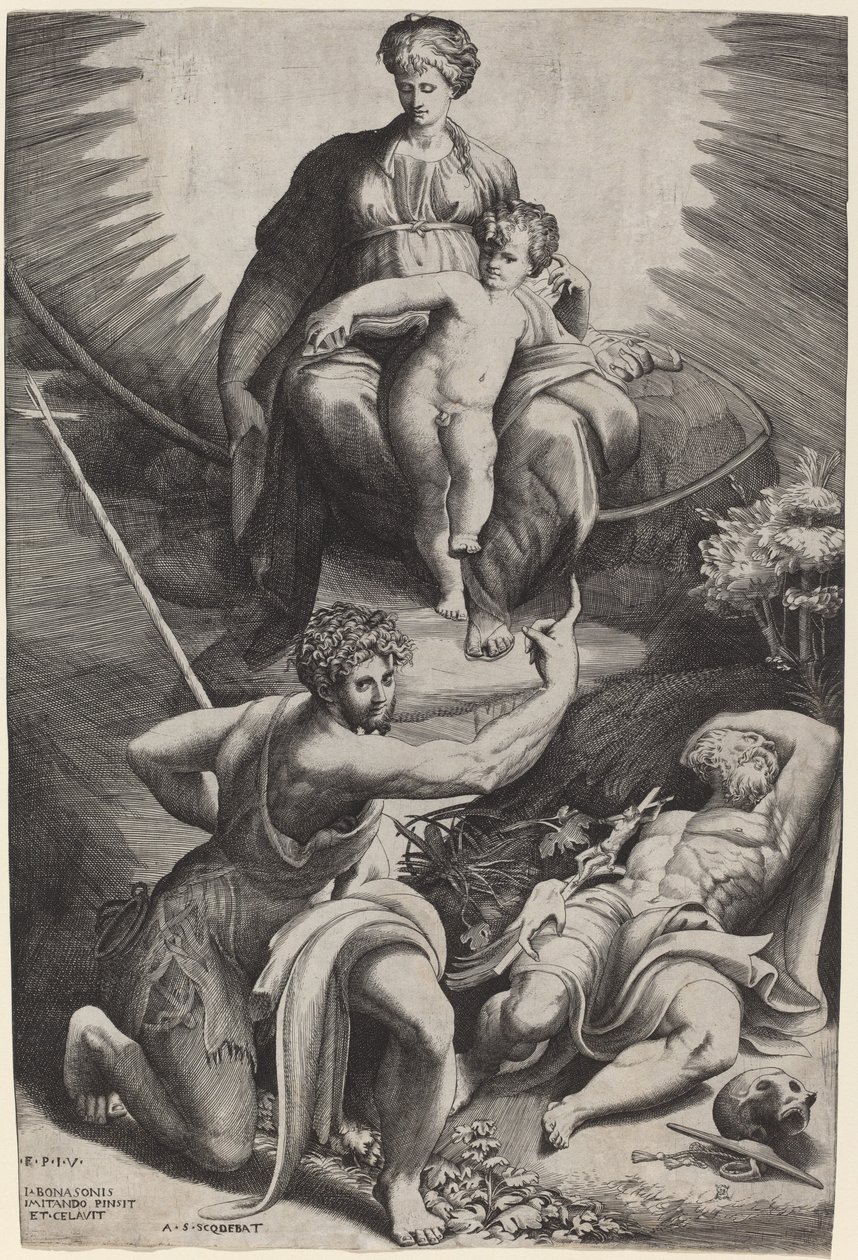 Visjonen om St. Hieronymus av Giulio Bonasone