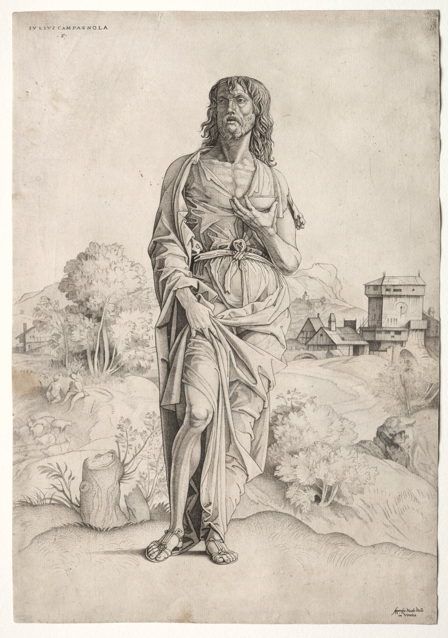 Døperen Johannes, ca. 1505. av Giulio Campagnola
