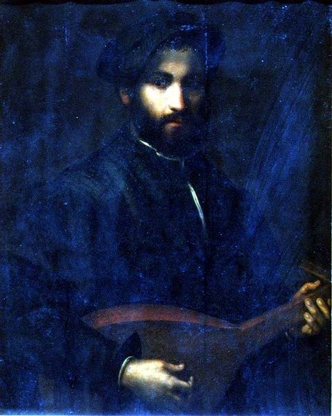 Gitarspilleren (panel) av Giulio Campi