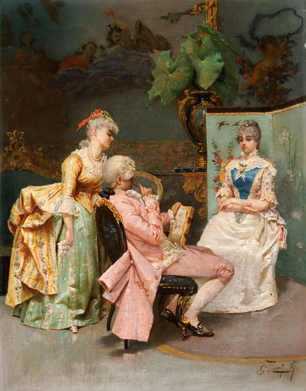 The Sitting, 1887 av Giulio Rosati