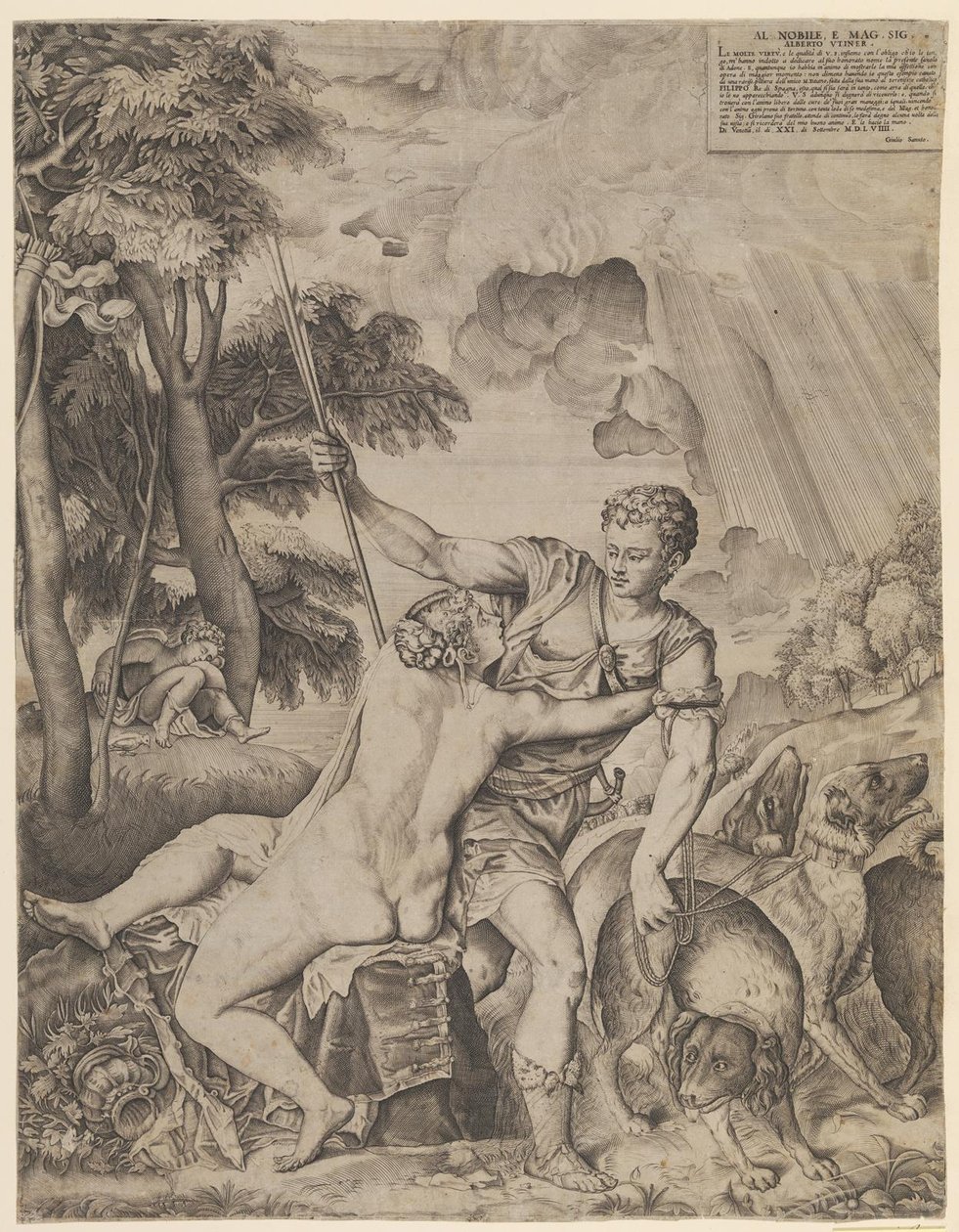 Venus og Adonis av Giulio Sanuto