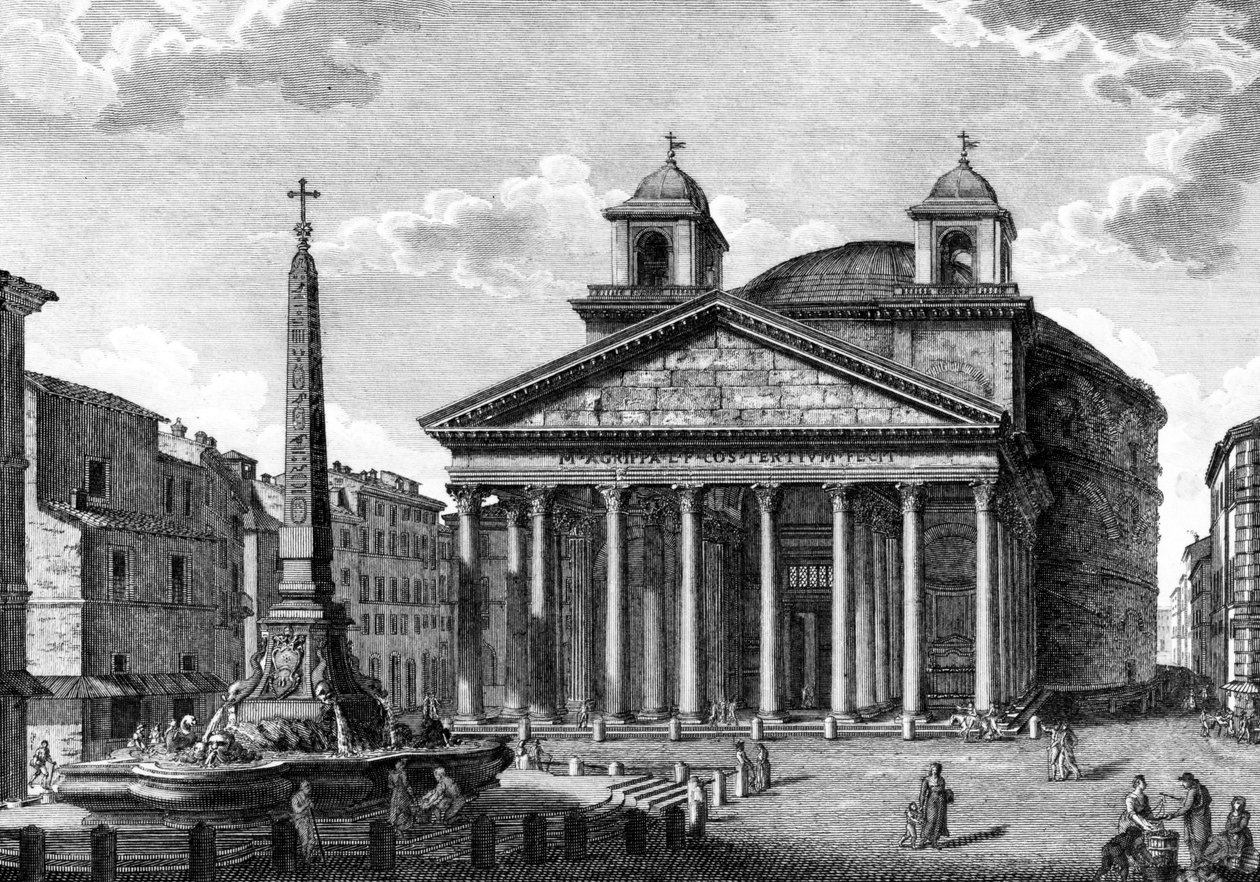 Utsikt over Pantheon, Roma, ca. 1810 av Giuseppe Acquaroni