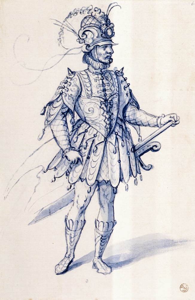 Kostymetegning for en ridder av Giuseppe Arcimboldo