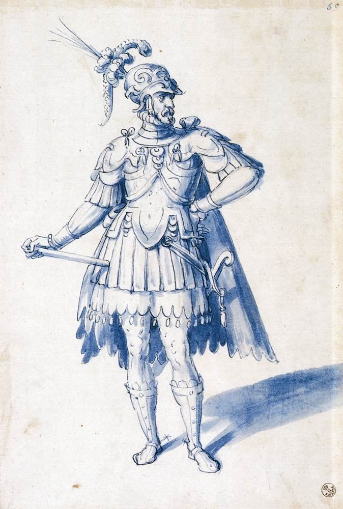 Kostymetegning for våpenmann av Giuseppe Arcimboldo