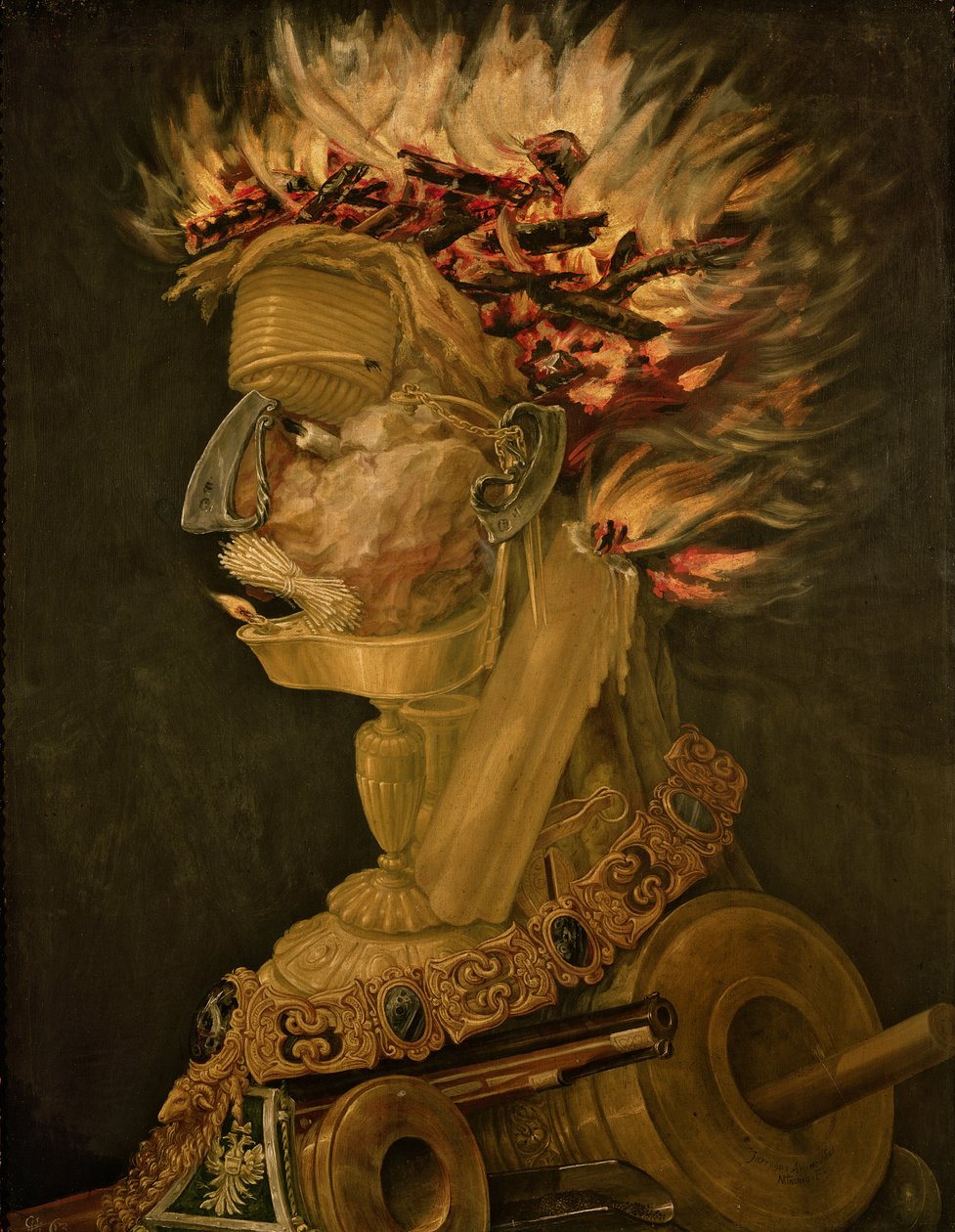 Brann, 1566 (olje på tre) av Giuseppe Arcimboldo