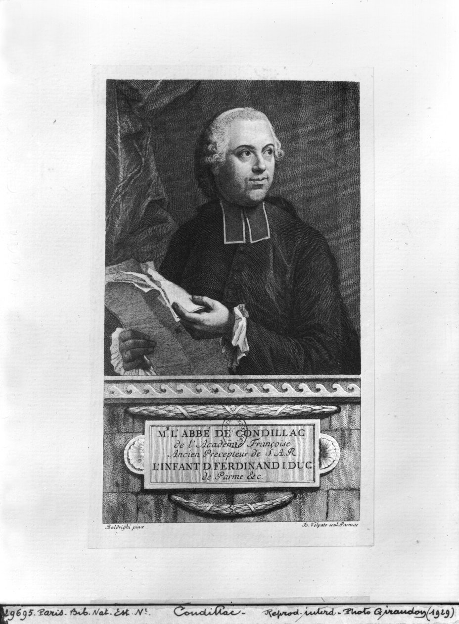 Etienne Bonnot de Condillac (1715-80) 2. halvdel av 1700-tallet, gravert av Giovanni Volpato (1733-1803) av Giuseppe Baldrighi