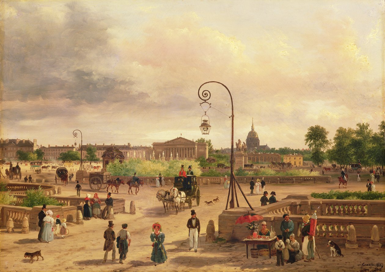 La Place de la Concorde i 1829 (se også 19842) av Giuseppe Canella