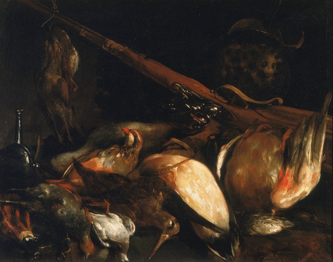 Døde fugler og arquebus av Giuseppe Maria Crespi