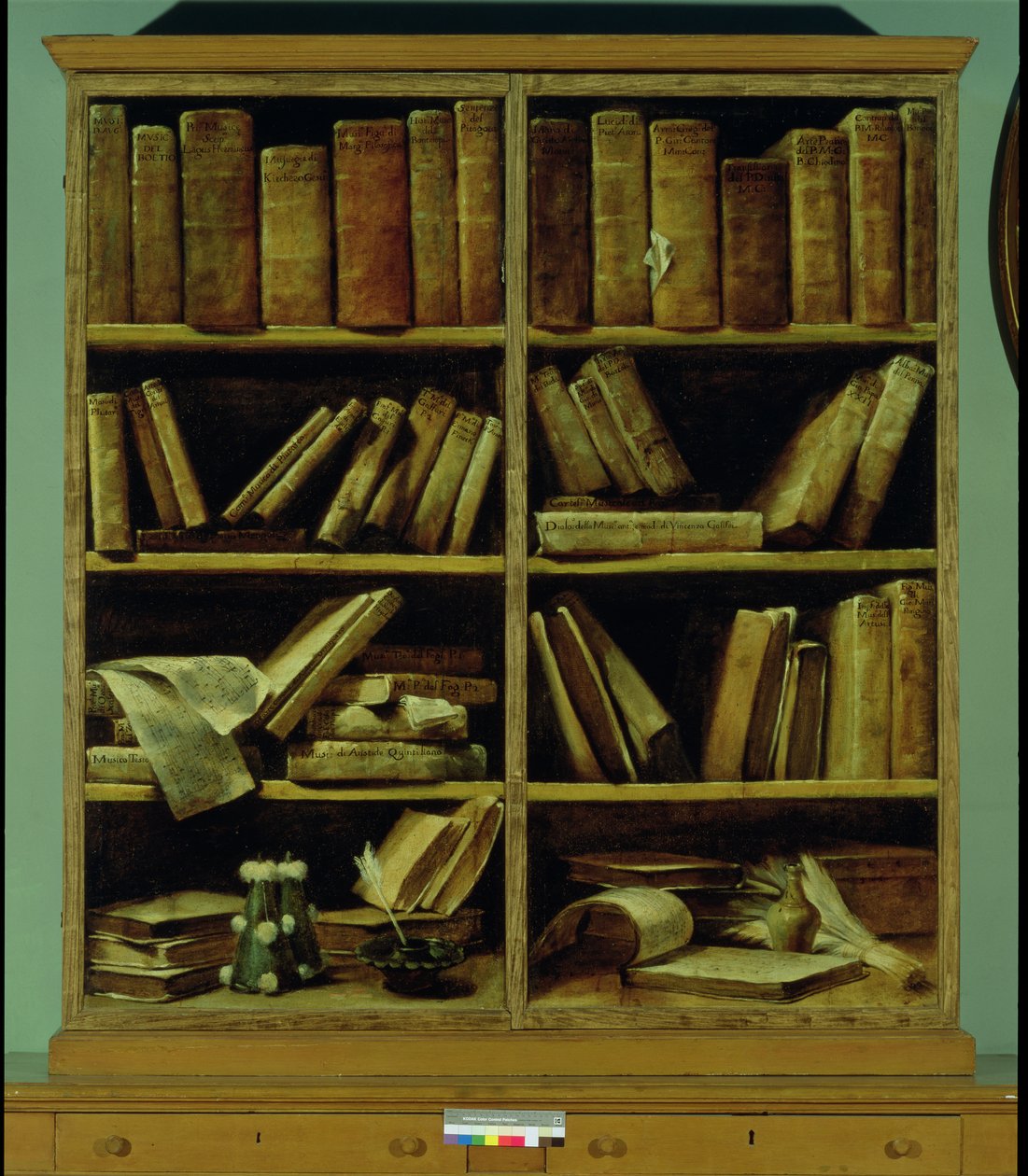 Trompe l'Oeil av en bokhylle, 1710-20 av Giuseppe Maria Crespi