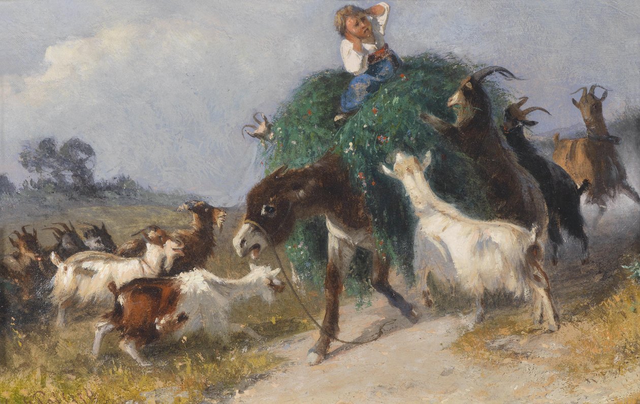 Geiter erobrer en høyvogn av Giuseppe Palizzi