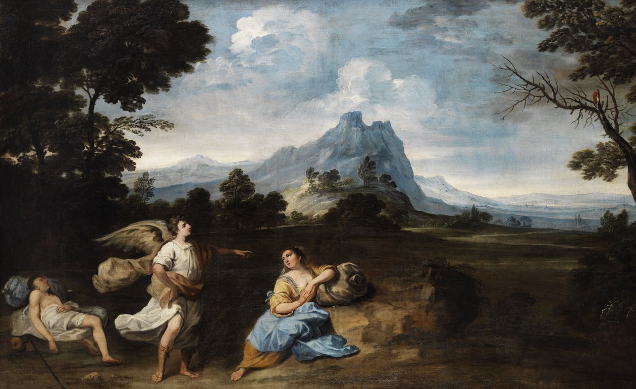 Hagar og Ismael i ørkenen. av Giuseppe Zola